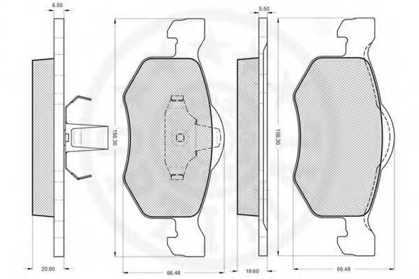 Комплект тормозных колодок, дисковый тормоз OPTIMAL 23787
