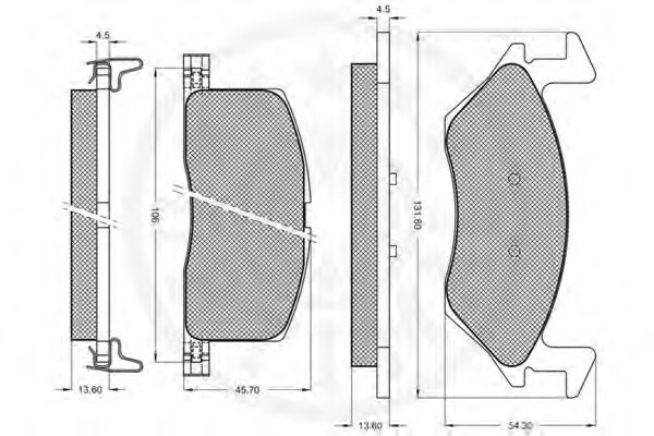 Комплект тормозных колодок, дисковый тормоз OPTIMAL 21949