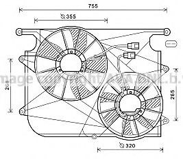 Вентилятор, охлаждение двигателя AVA QUALITY COOLING OL7571