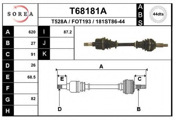 Приводной вал EAI T68181A