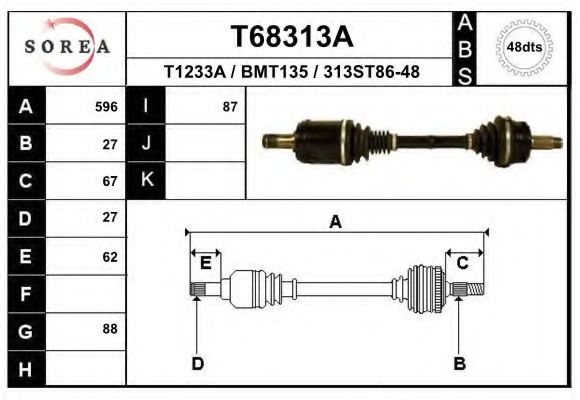 Приводной вал EAI T68313A