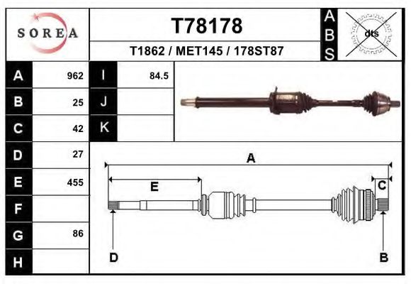 Приводной вал EAI T78178