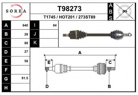 Приводной вал EAI T98273