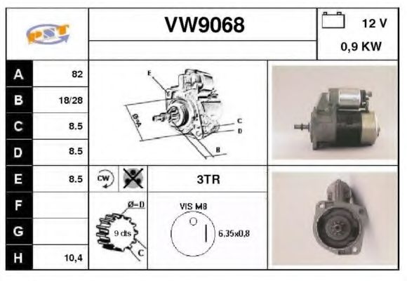 Стартер SNRA VW9068
