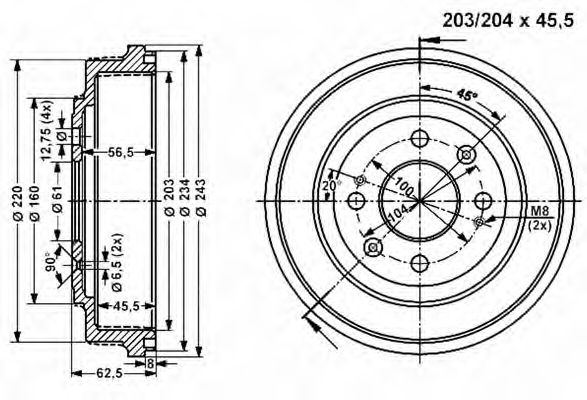 Тормозной барабан VEMA 801062