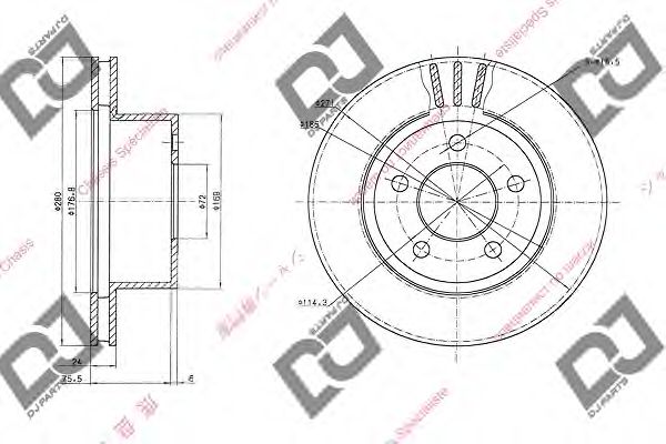 Тормозной диск DJ PARTS BD1695