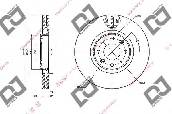 Тормозной диск DJ PARTS BD1521