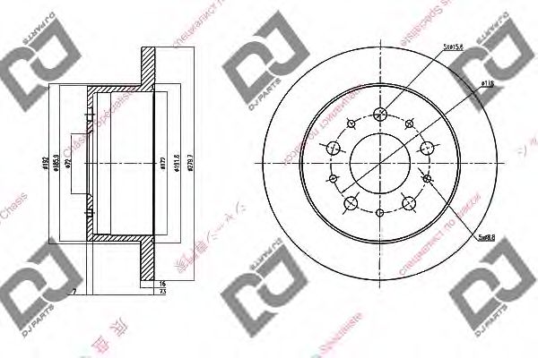 Тормозной диск DJ PARTS BD1516