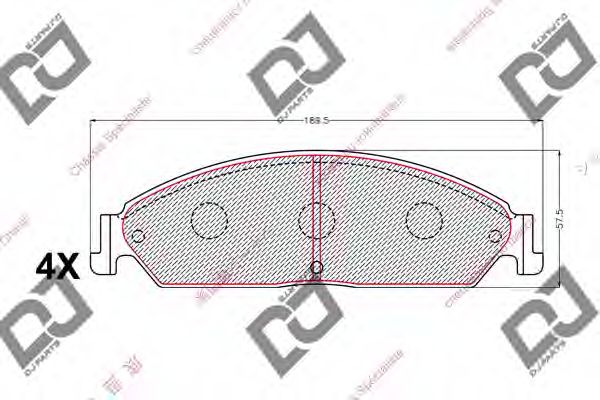 Комплект тормозных колодок, дисковый тормоз DJ PARTS BP2188