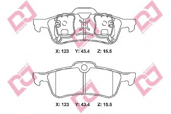 Комплект тормозных колодок, дисковый тормоз DJ PARTS BP2296