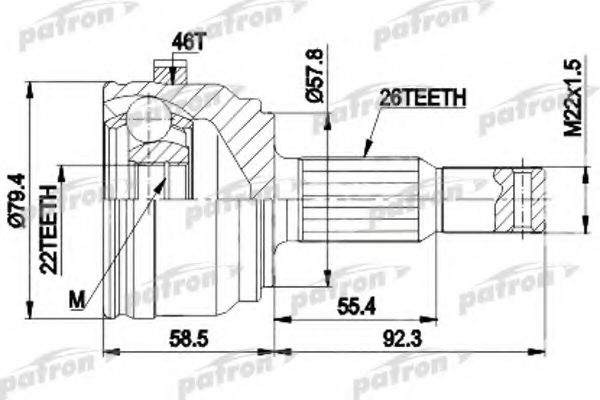 Шарнирный комплект, приводной вал PATRON PCV9117A