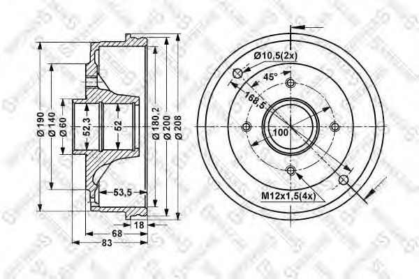 Тормозной барабан STELLOX 6025-3906-SX