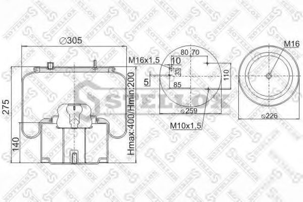 Кожух пневматической рессоры STELLOX 90-08364-SX