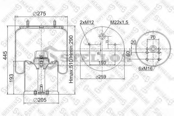 Кожух пневматической рессоры STELLOX 90-09411-SX