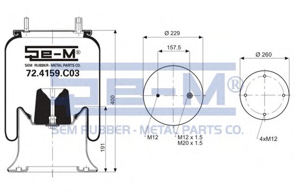Кожух пневматической рессоры SEM LASTIK 72.4159.C03
