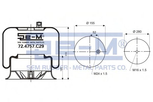 Кожух пневматической рессоры SEM LASTIK 72.4757.C29