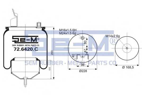 Кожух пневматической рессоры SEM LASTIK 72.6420.C