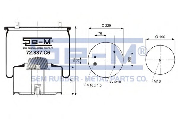 Кожух пневматической рессоры SEM LASTIK 1141525