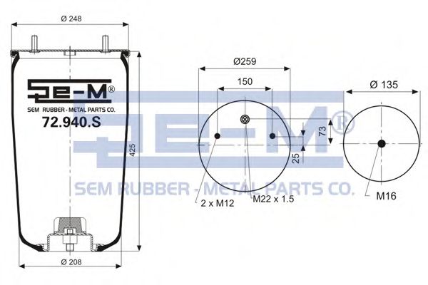 Кожух пневматической рессоры SEM LASTIK 72.940.S