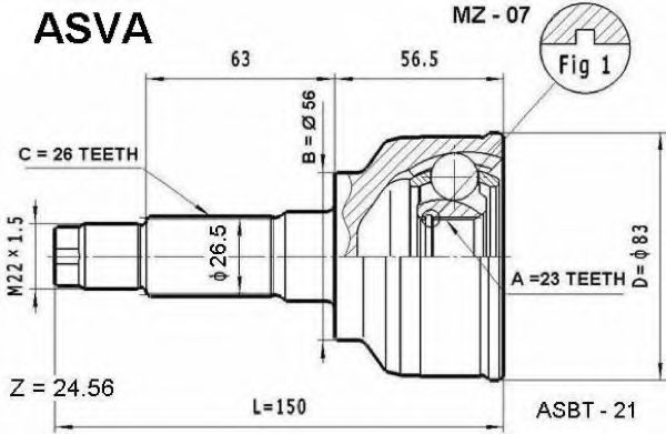 Шарнирный комплект, приводной вал ASVA MZ-07