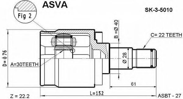 Шарнирный комплект, приводной вал ASVA SK-3-5010