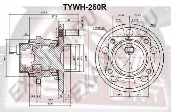 Ступица колеса ASVA TYWH-250R