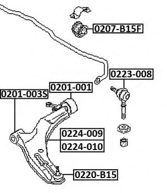 Рычаг независимой подвески колеса, подвеска колеса ASVA 0224-009