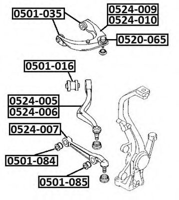 Рычаг независимой подвески колеса, подвеска колеса ASVA 0524-005