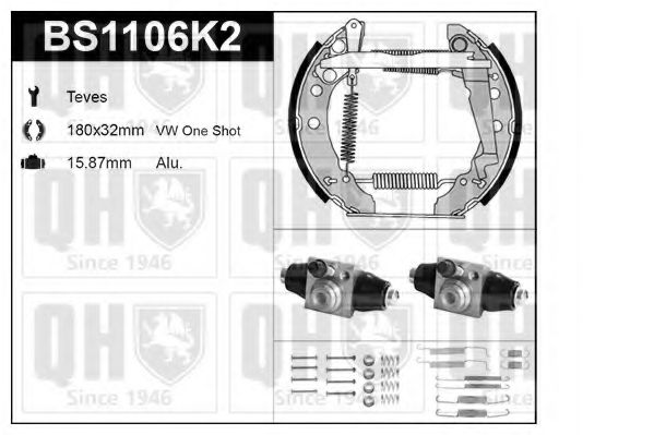 Комплект тормозов, барабанный тормозной механизм QUINTON HAZELL BS1106K2