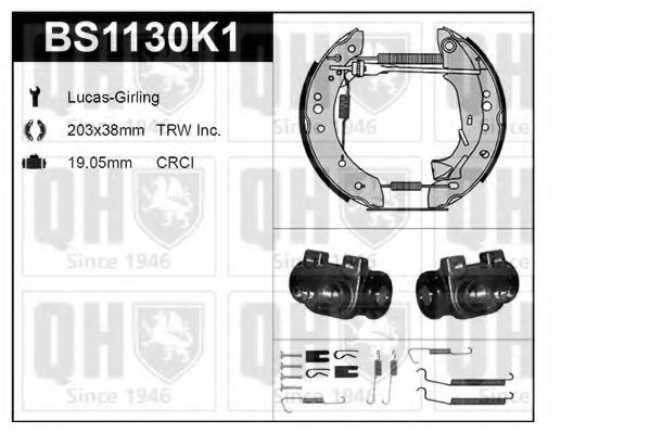 Комплект тормозов, барабанный тормозной механизм QUINTON HAZELL BS1130K1