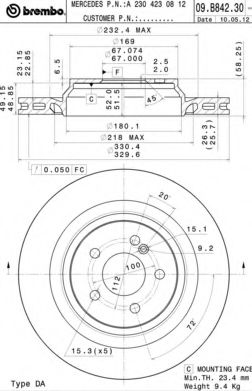 Тормозной диск BREMBO 09.B842.31