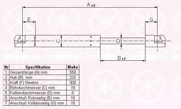 Газовая пружина, крышка багажник KLOKKERHOLM 66087100