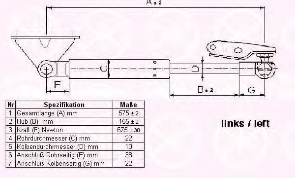 Газовая пружина, крышка багажник KLOKKERHOLM 81687101