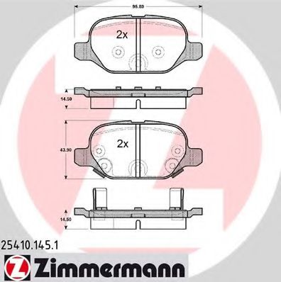 Комплект тормозных колодок, дисковый тормоз ZIMMERMANN 25410.145.1