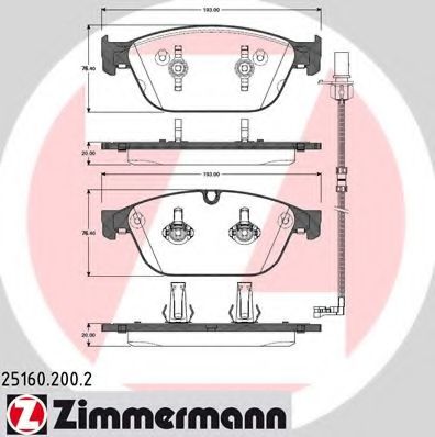 Комплект тормозных колодок, дисковый тормоз ZIMMERMANN 25160.200.2