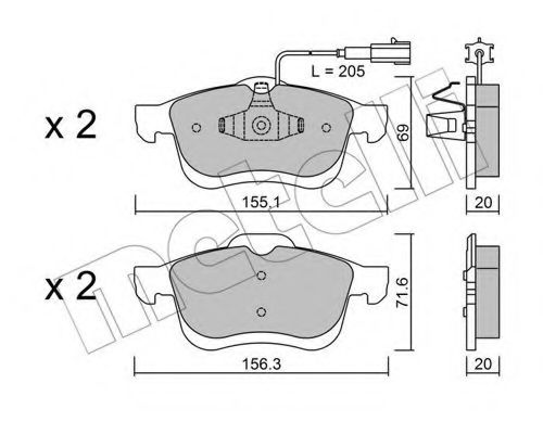 Комплект тормозных колодок, дисковый тормоз METELLI 22-0824-1