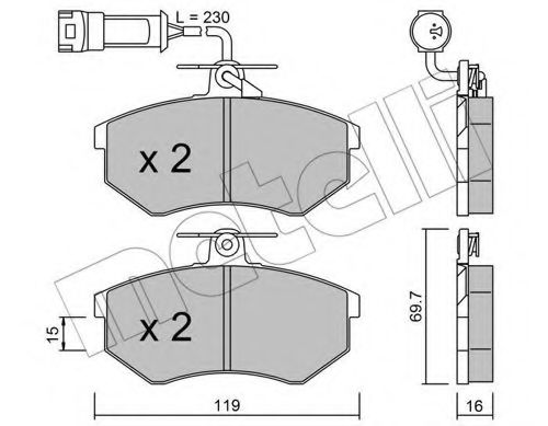 Комплект тормозных колодок, дисковый тормоз METELLI 22-0148-3