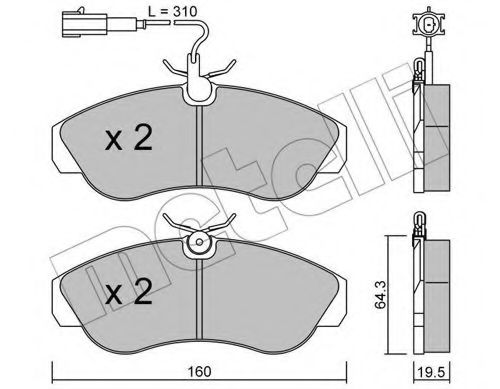 Комплект тормозных колодок, дисковый тормоз METELLI 22-0155-1