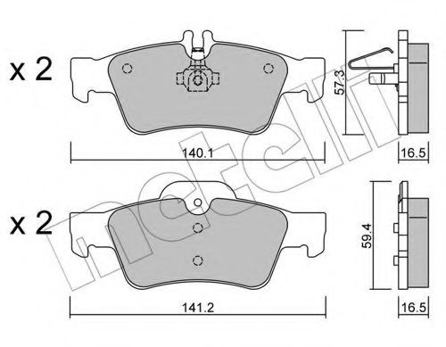 Комплект тормозных колодок, дисковый тормоз METELLI 22-0568-0