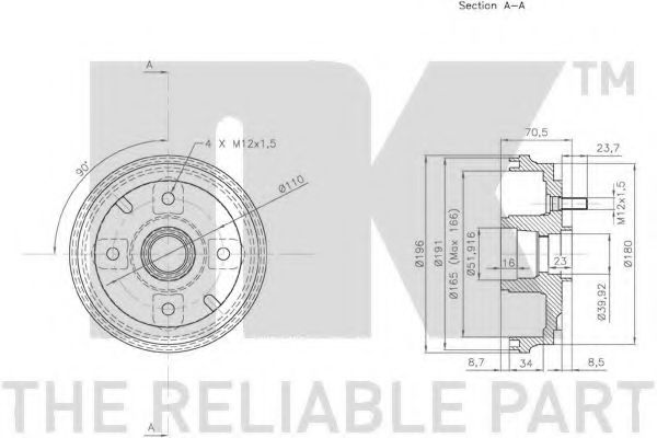 Тормозной барабан NK 255102