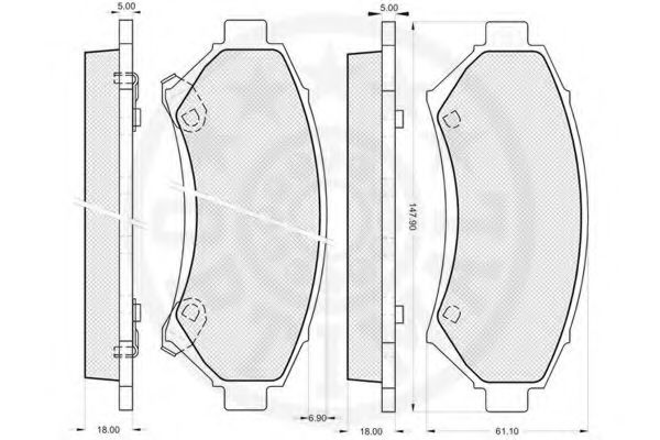 Комплект тормозных колодок, дисковый тормоз OPTIMAL 10190