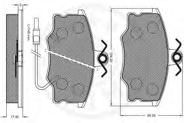 Комплект тормозных колодок, дисковый тормоз METZGER 014632
