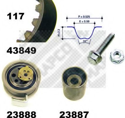 Комплект ремня ГРМ MAPCO 23849