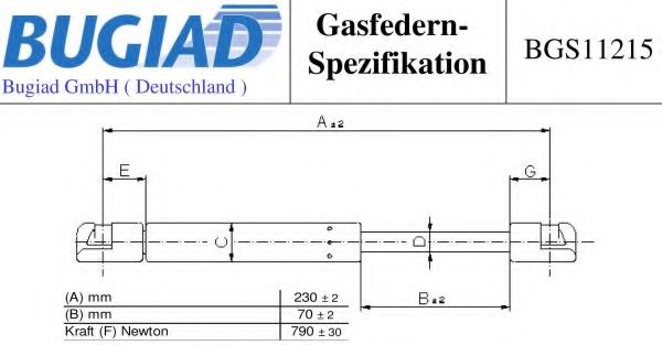 Газовая пружина, заднее стекло BUGIAD BGS11215