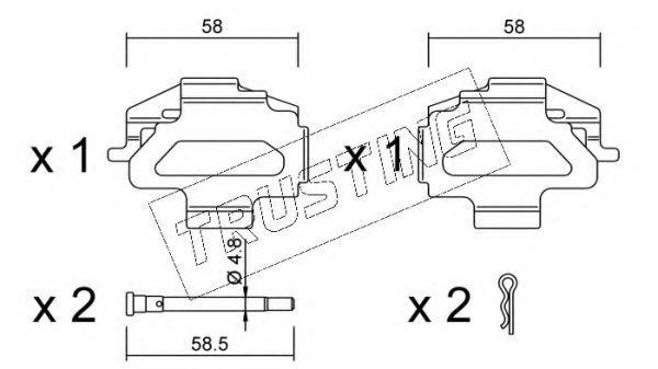 Комплектующие, колодки дискового тормоза TRUSTING KIT.067
