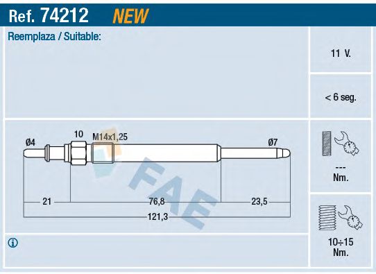Свеча накаливания FAE 74212
