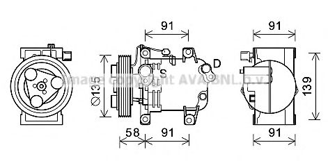 Компрессор, кондиционер AVA QUALITY COOLING DNK395