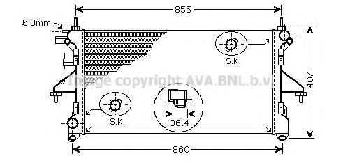 Радиатор, охлаждение двигателя AVA QUALITY COOLING PE2305