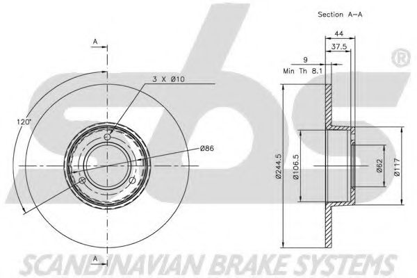 Тормозной диск EURODEAL AUTOPARTS 423
