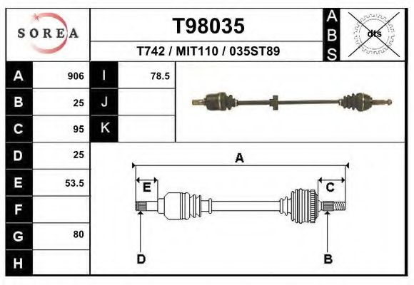 Приводной вал EAI T98035